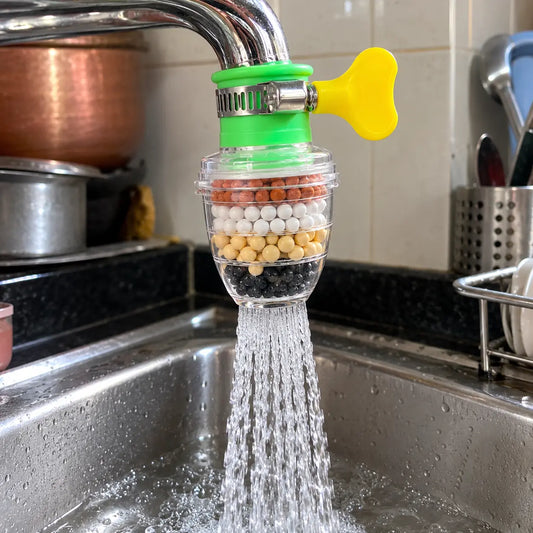Six Layer Carbon Faucet Water Filter with Adjustable Clamp