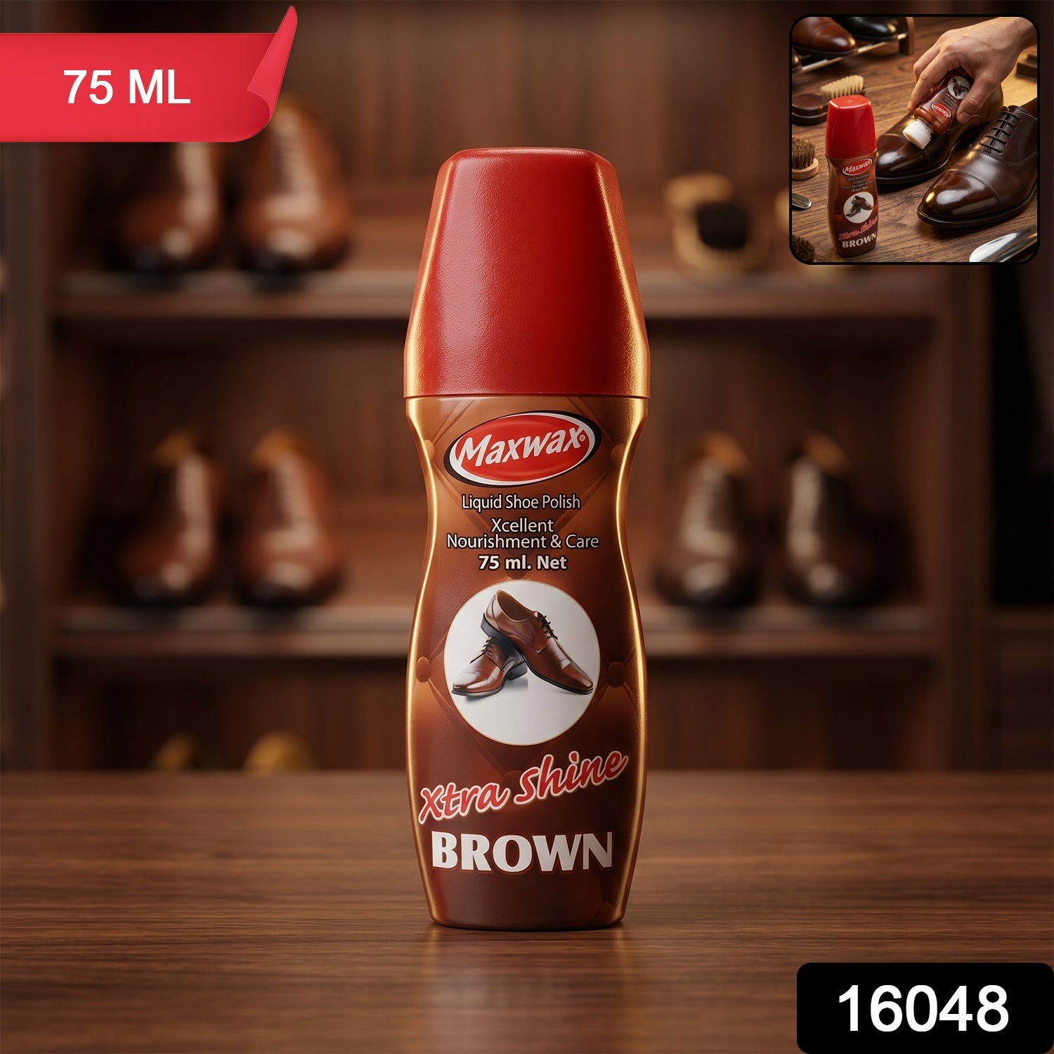 Maxwax brown shoe polish for leather shoes