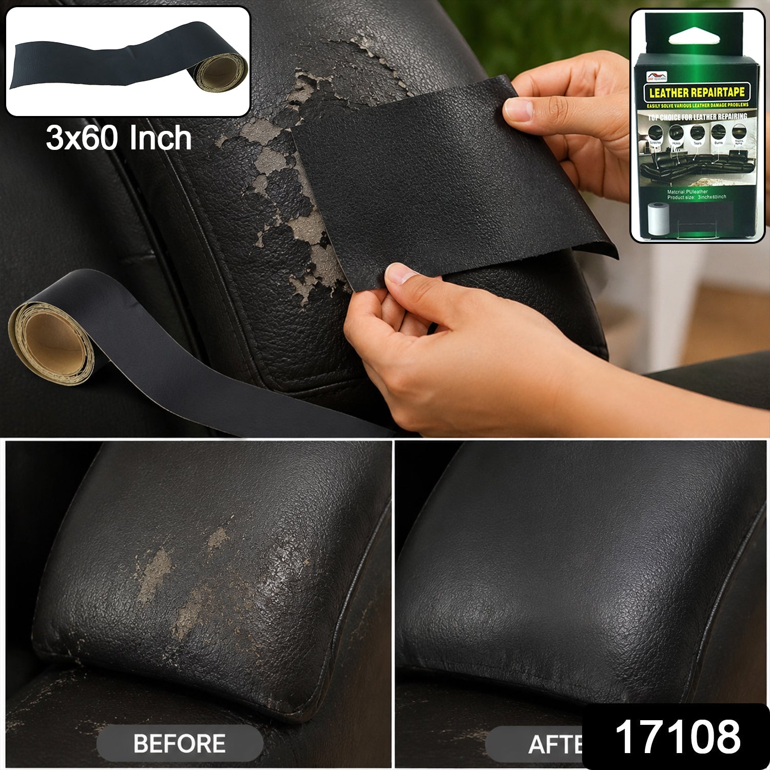 Leather repair tape for fixing sofas, car seats and furniture