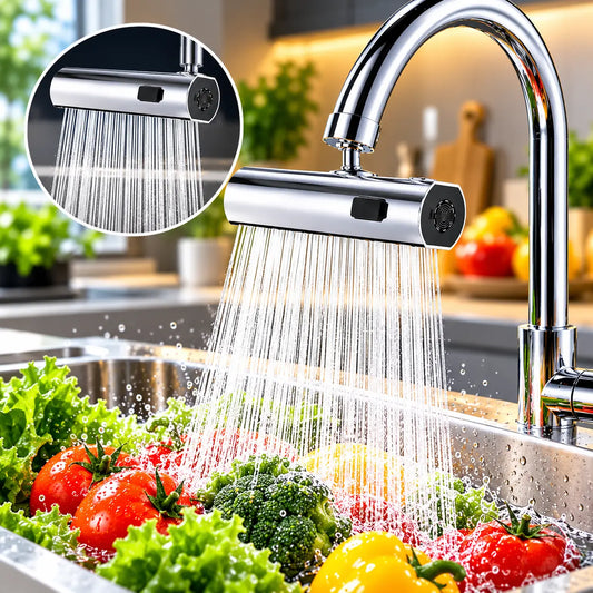 4-in-1 Waterfall Kitchen Faucet Extender (360° Rotating Tap Attachment)
